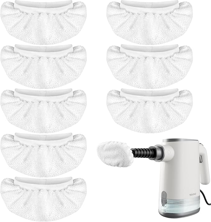 8 Pack Universal Microfiber Cloths for Handheld Steam Cleaner, Double-Layered Reusable & Washable Pads, Compatible with Bissell SteamShot, Wagner, PurSteam, McCulloch, Dupray and More