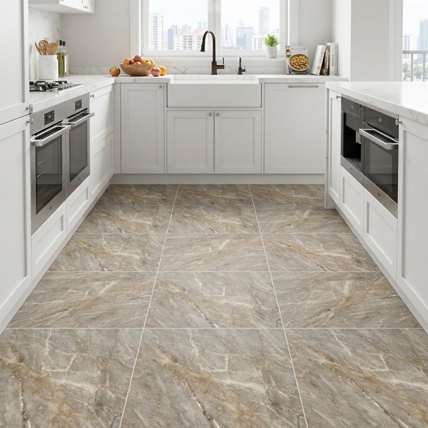 Norine Peel and Stick Floor Tile 12 x 12 Inch Self Adhesive Marble Vinyl Flooring Tile Waterproof Removable Sticker Tiles for Bedroom Bathroom Kitchen, 20 Pack