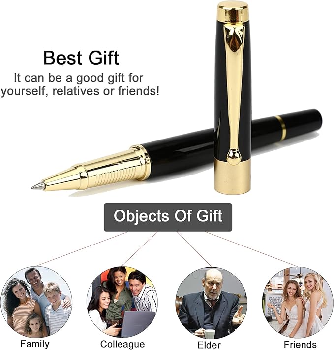 YIVONKA Ballpoint Pen Black Refill,Luxury Ballpoint Line width 0.5mm,Best Ball Pen Gift Set for Men & Women Professional Executive,Office,Nice BallPens Classy Gift Box (Black)
