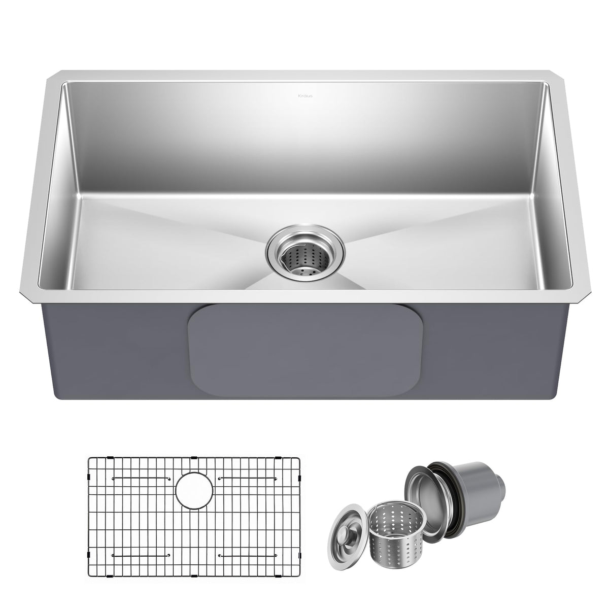KRAUS Standart Pro 30 -inch Undermount Single Bowl 16 Gauge Stainless Steel Kitchen Sink, KHU100-30