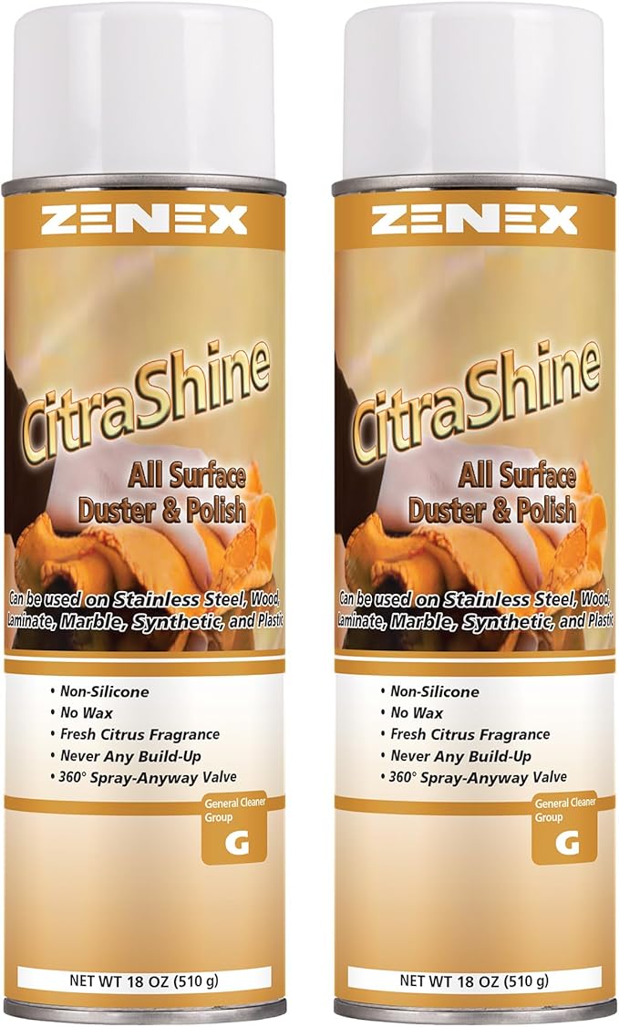 CitraShine All Surface Duster & Polish - Multi-Surface Dusting and Wood Polish Spray | Dust Repellent | Fresh Citrus Scent | No Waxy Build-up | 360° Spray Valve | 18 oz (2 Pack) | Made in USA