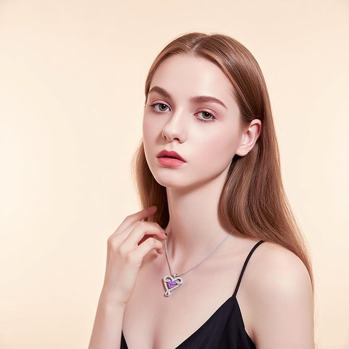 Infinity Necklace for Women, 925 Sterling Silver Heart Necklace with 5A Zircon, White Gold Plated Adjustable Chain, Gift for Valentine's Day, Birthday, Anniversary for Wife, Girlfriend, Mom