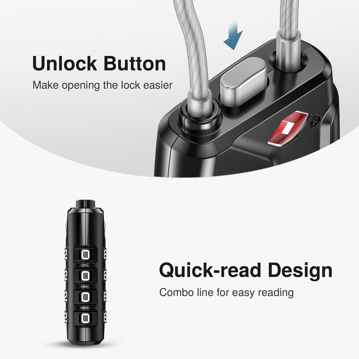 Puroma 2 Pack TSA Approved Luggage Locks, 4 Digit Combination Travel Locks Resettable Code Lock with Zinc Alloy Body for Suitcase, Toolbox, Backpack, Bag, Gym Locker (Black)