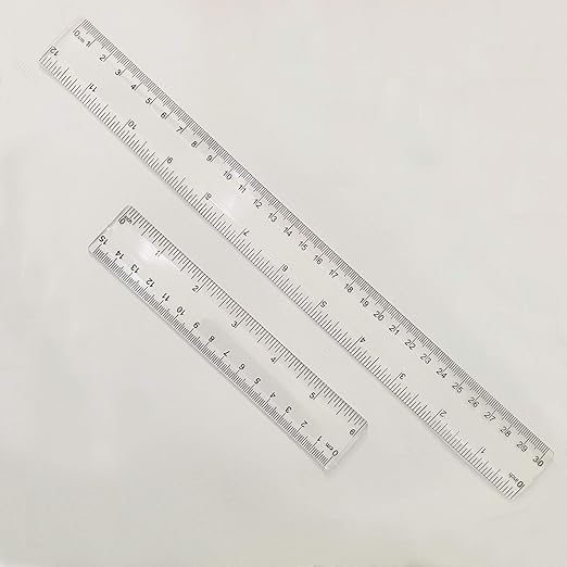 2 Pack Plastic Ruler Straight Ruler Clear See Through Measuring Acrylic Tool for Student School Office with Centimeters and Inches(6 Inch+12 Inch)