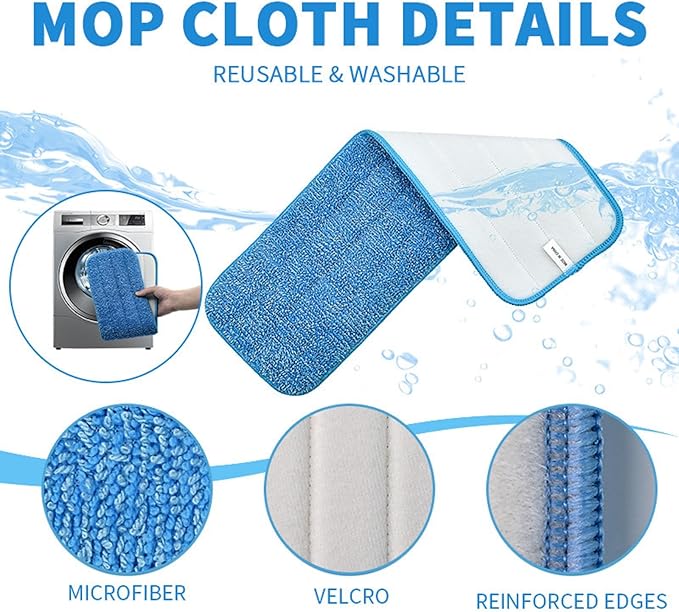 Generic Microfiber Cleaning Pads for Bona Mop- 6 Pack Safe for Hardwood and Hard-Surface Floors, Reusable Microfiber Mop Pads for 18 Inch Mop, Super-Absorbent