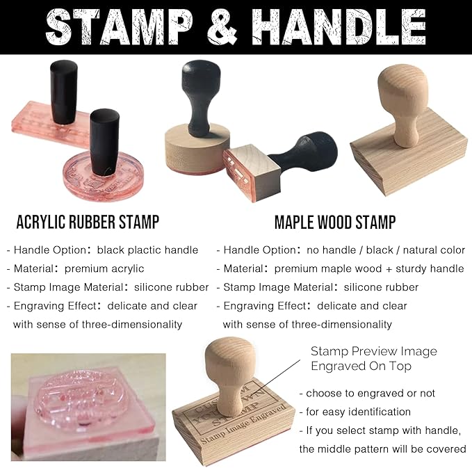 Custom Stamp with Logo Text - Personalized Rubber Stamp with Handle - Address Stamps for Business or Crafting - Square 1"