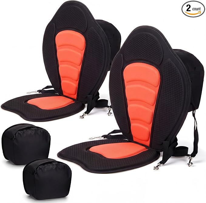 Vinsot Kayak Seat Cushion Universal Paddle Board Seat with Back Support Adjustable Non Slip Boat Chair Seats with 4 Straps and Storage Bag for Kayak Boat Sup Canoe