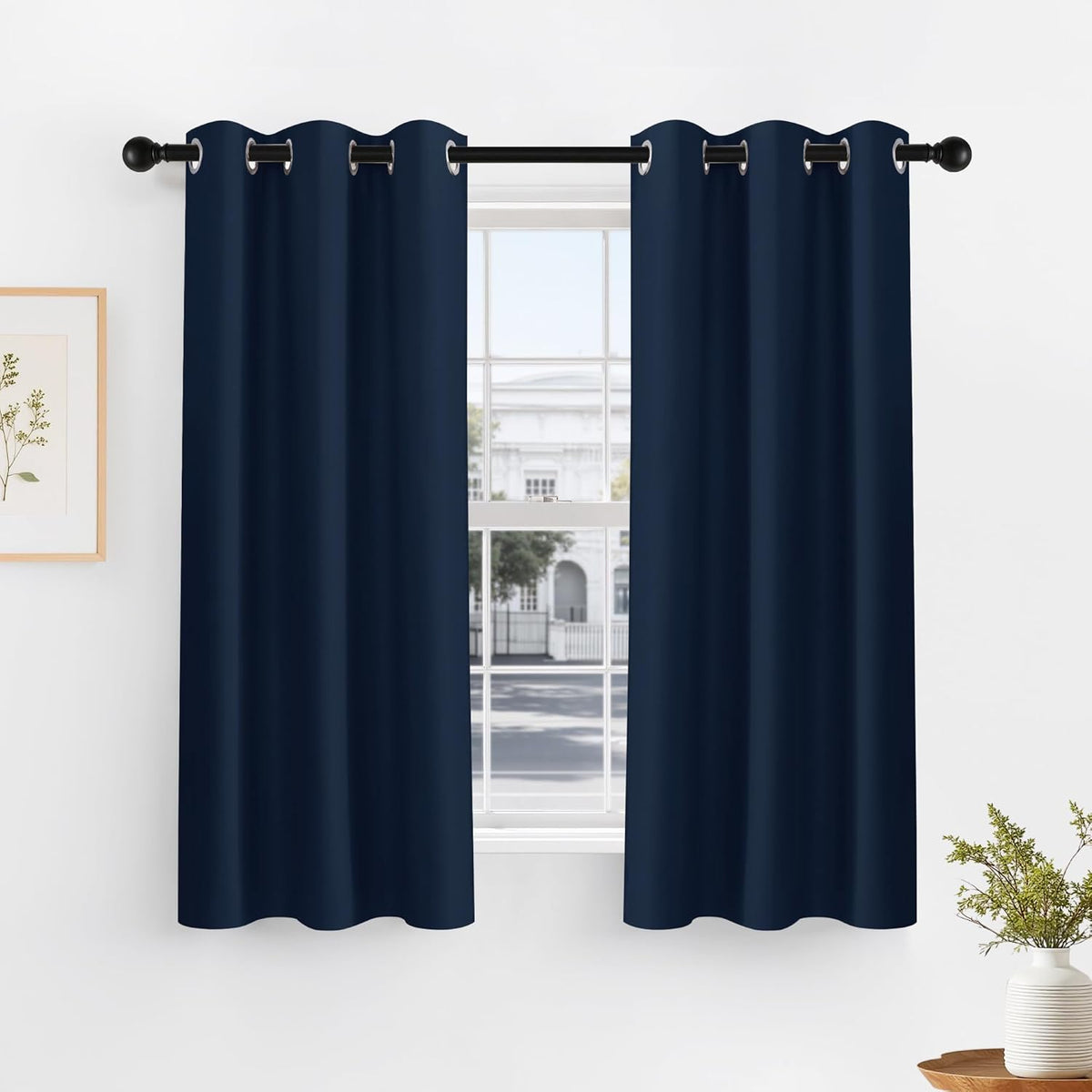 PONY DANCE Black Out Curtains for Bedroom 54 inch Length 2 Panels Set, Thermal Insulated Room Darkening Window Drapes for Living Room, Grommet Top (W34 x L54 Inch, Navy Blue)
