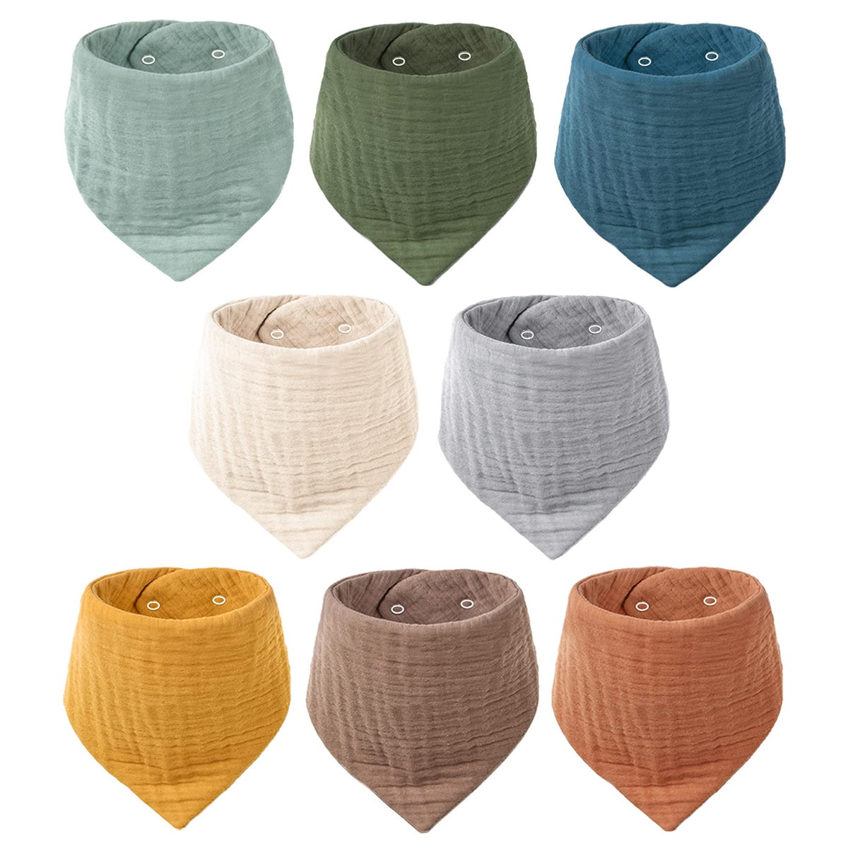 Konssy 8-Pack Muslin Baby Bibs, Absorbent Bandana Drool, 100% Cotton Unisex Baby Bibs for Teething and Drooling