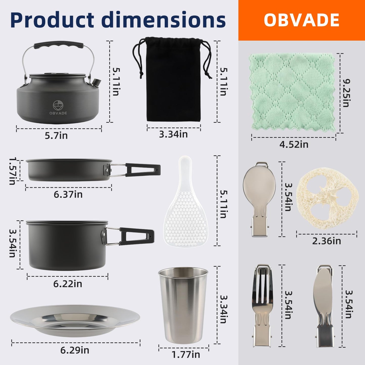 Camping Cooking Set 17-Piece with Kettle,Non-Stick Camping Cookware-Lightweight Backpacking Pots and Pans, Travel Hiking Pan Kit for Outdoor, RV Camp Cook Set, Mesh Bag Included