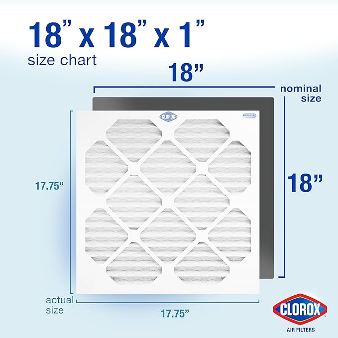 Clorox Air Filters 18x18x1 Furnace Filter, MERV 13 Pleated HVAC AC Furnace Air Filters, MPR 1500 & FPR 10 – Pack of 4