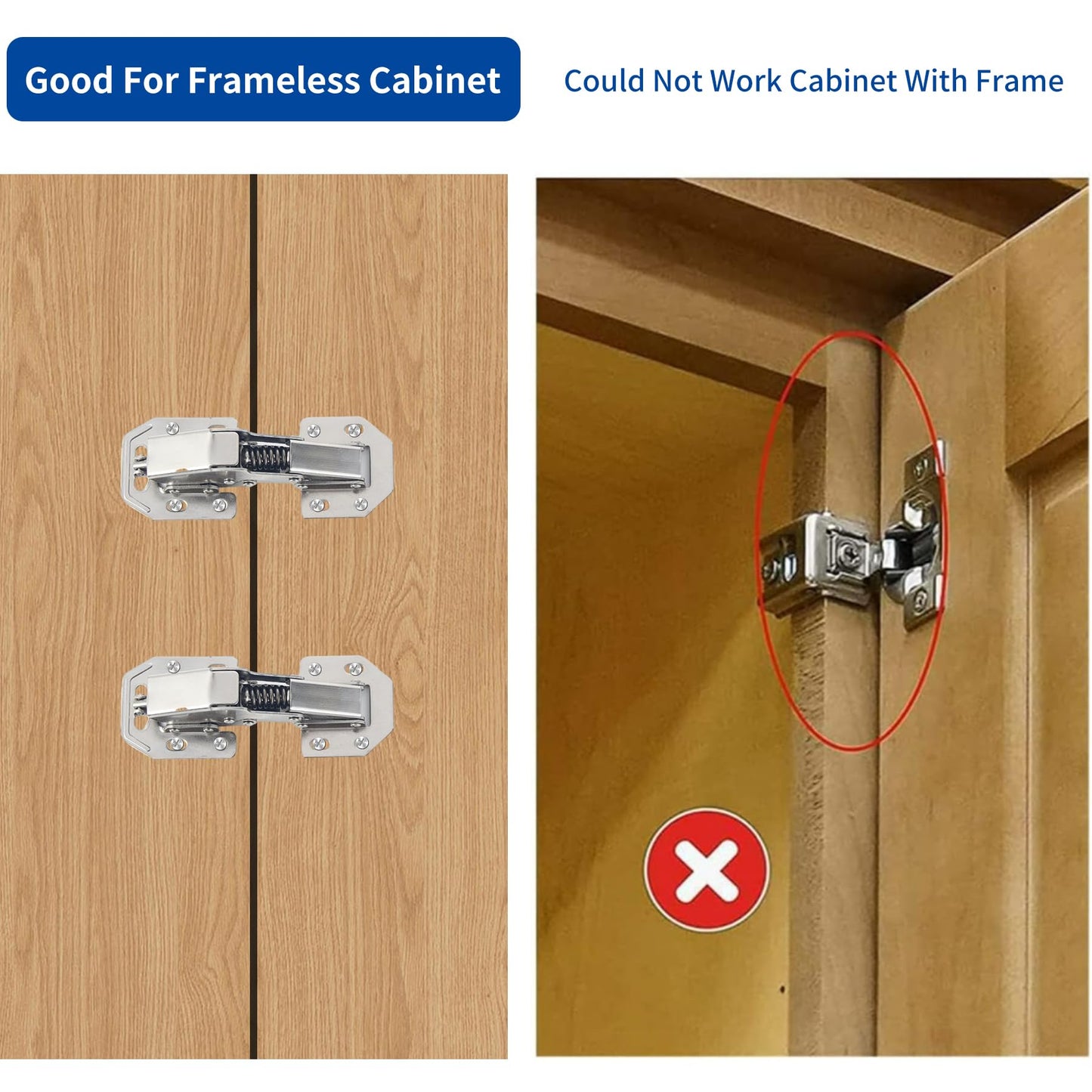 Zishengho 90 Degree 10 Pack Hidden Soft Close Surface Mount Spring Hinges Concealed Cabinet for Cupboard Kitchen