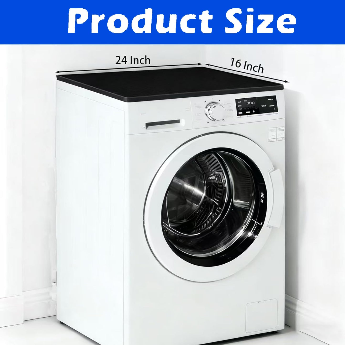 2-Pack Washer Dryer Top Protector Mat 23.6"x19.7" Anti-Vibration Anti-Slip Washing Machine Cover, Raised Edge Waterproof Pad, Shock-Absorbing Silicone Mat for Laundry Basket & Detergent Organizer