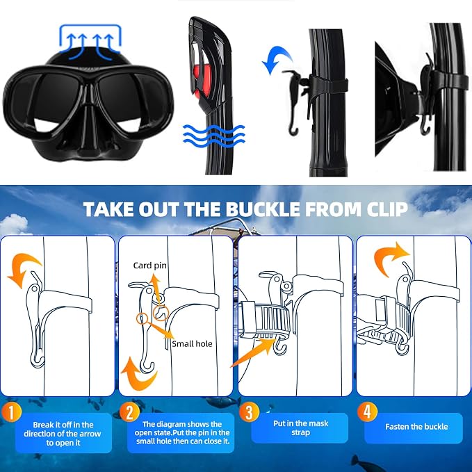 Snorkeling Gear for Adults Youth, Nearsighted Anti-Fog Diving Mask & Silicone Dry Snorkel for Scuba Diving Spearfishing Freediving