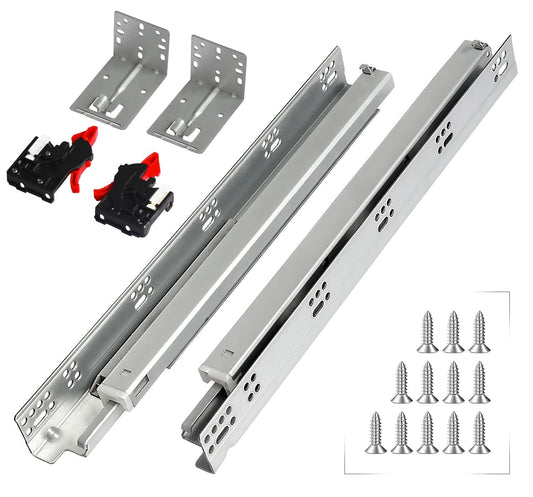 REGUDA Undermount Soft Close Drawer Slides Bottom Mounted Full Extension 9 12 15 18 21 24 Inch Ball Bearing Runners Rails 77 Lb Load 1 Pair (1 Pair, 15 Inch)