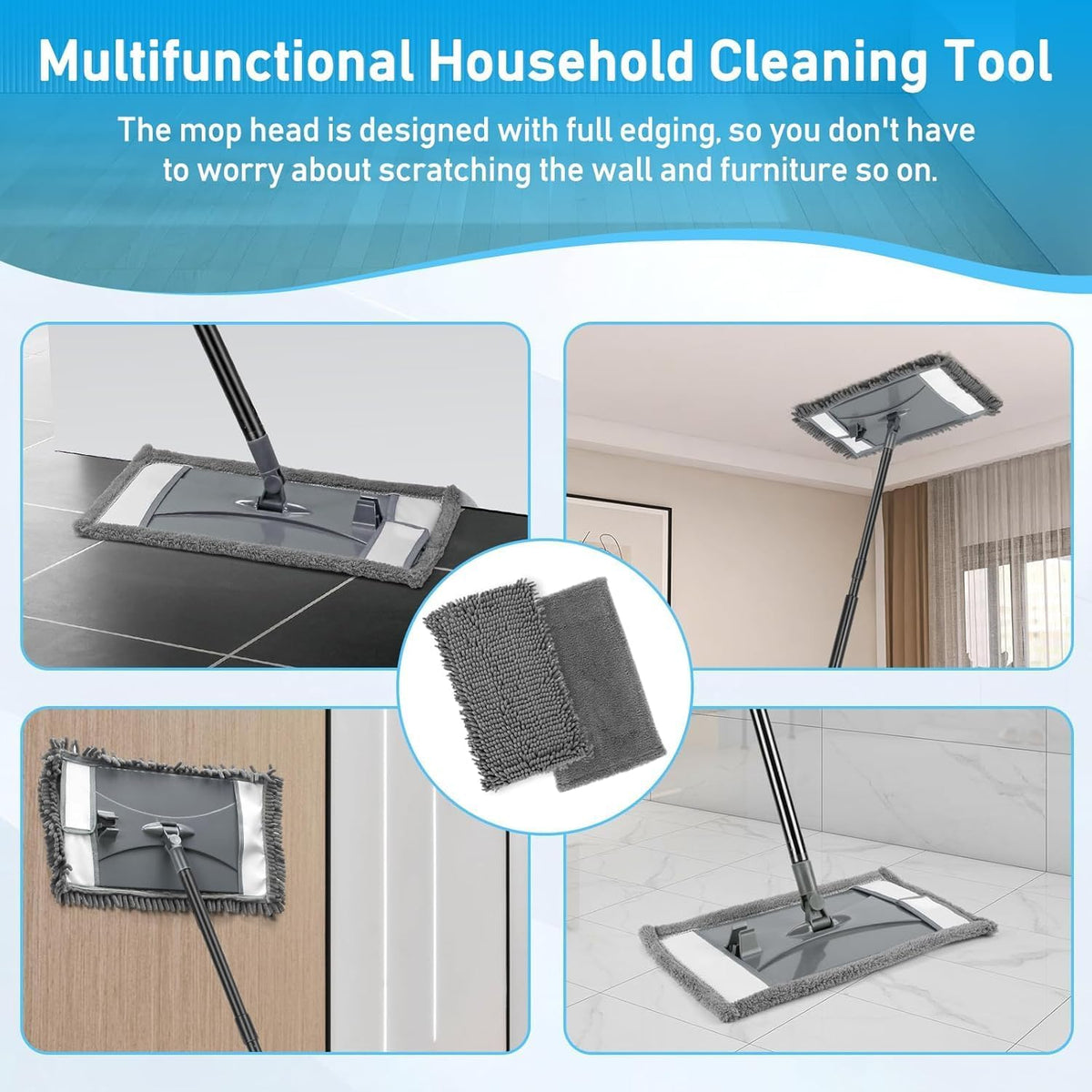 Microfiber Mop Replacemet Head for VOUBIEN Wall Cleaner Mop, 2Pack Reusable Mops Head for Washing Walls Floor Cleaning, Fit ASIN B0DG4LV7SJ