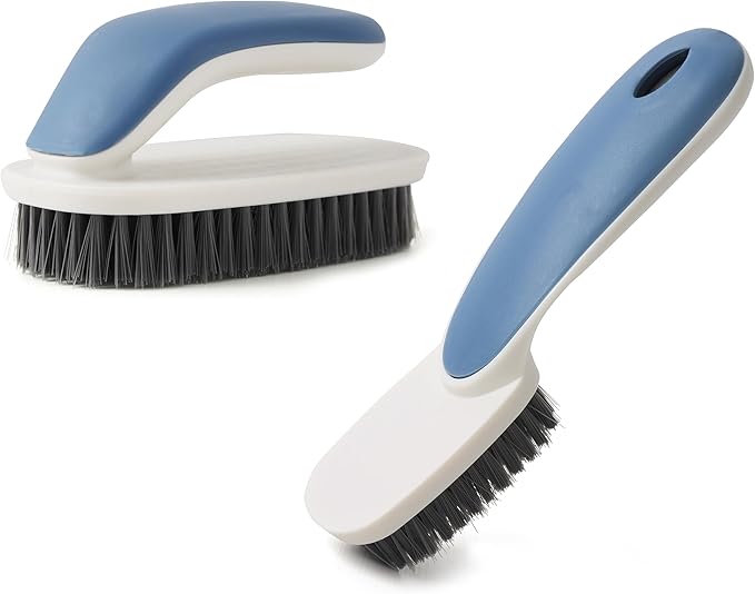 Laundry Scrub Brush 2 Pack,Soft Bristle Cleaning Scrub Brush, Shoe Cleaning Brush, Brush for Stains on Clothes, Hat Brush, Household Cleaning Tool for Bathroom Countertop Bathtubs (Blue)