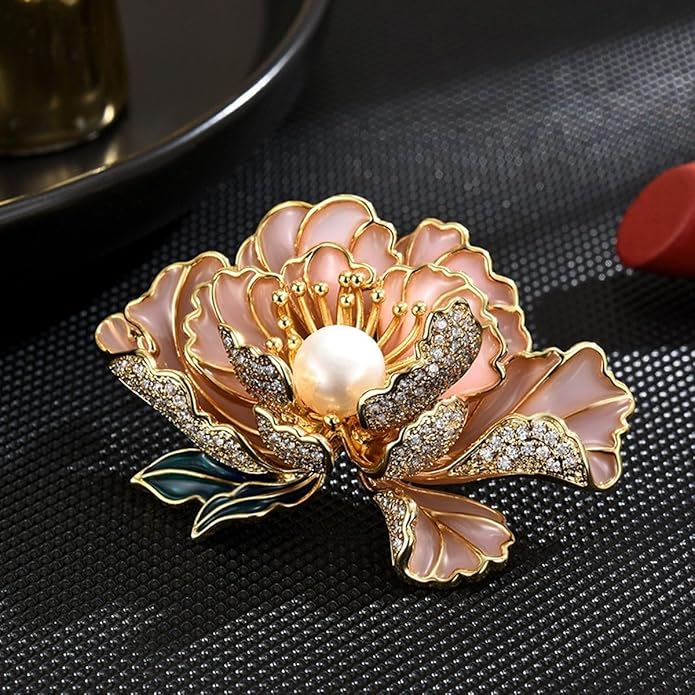 Flower Brooch Pin - Rhinestone Flower Pin 18k Gold Plated - Thanksgiving Day, Birthday, Wedding Gifts for Mom, Wife