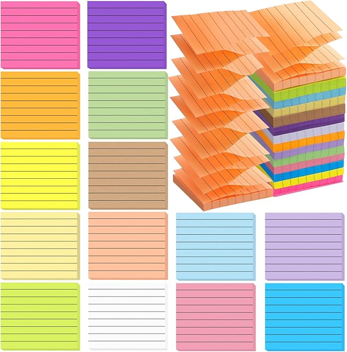 14 Pads Pop Up Sticky Notes,1400 Sheet Lined Sticky Notes 3x3 Inch,Self-Stick Notes Pads with Lines,Bright Multi Colors Easy Post Notes Pop up Refill for Office Study School Daily Life,100 Sheets/Pad