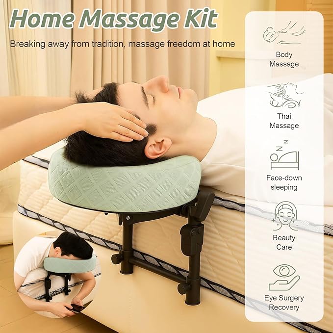 Massage Headrest for Bed, Adjustable Massage Face Cradle at Home, Portable Massage Table Kit for Sleeping Mattress, Face Down Pillow After Eye Surgery
