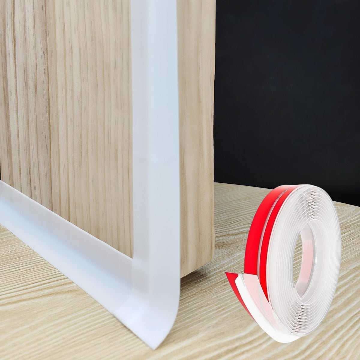 T Shape Door Seal Strip for Door & Windows Gaps，Draft Stopper Bottom Sweep Weather Stripping for Energy Saving, Noise Reduction,Easy Install (White, 1.38" W x 9.8Ft)