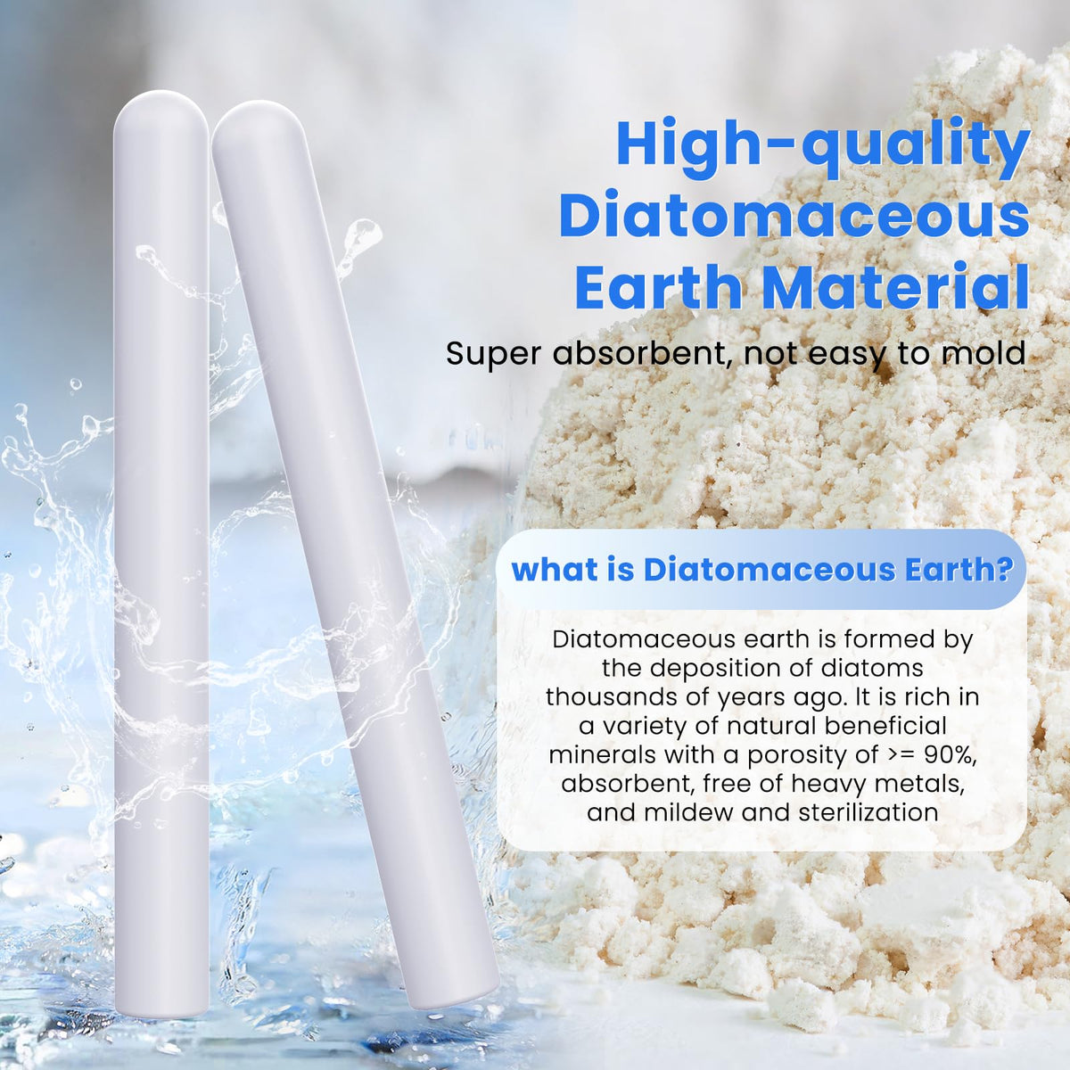 EBIEFLY 5x Drying Stick for Toys Water Absorption Dry Rod Desiccant Silicone Flesh Light Dryer Absorption Stick Deodorization Moisture Cleaner Diatomite Reusable Reduce Rust (Smooth 5.6x0.55 Inches)