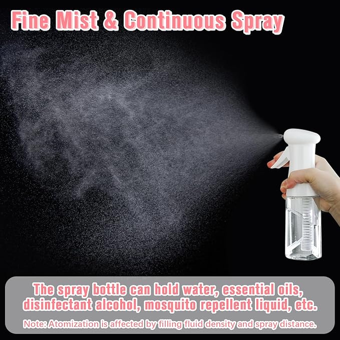 Continuous Travel Spray Bottle,Hair Small Spray Bottl e,Plants Water Spray Mist Bottle,Ultra-Fine Spray Bottle for Hair,Skincare, Plant Care, Pet Grooming, Cleaning 100 ML White（2 Pcs）