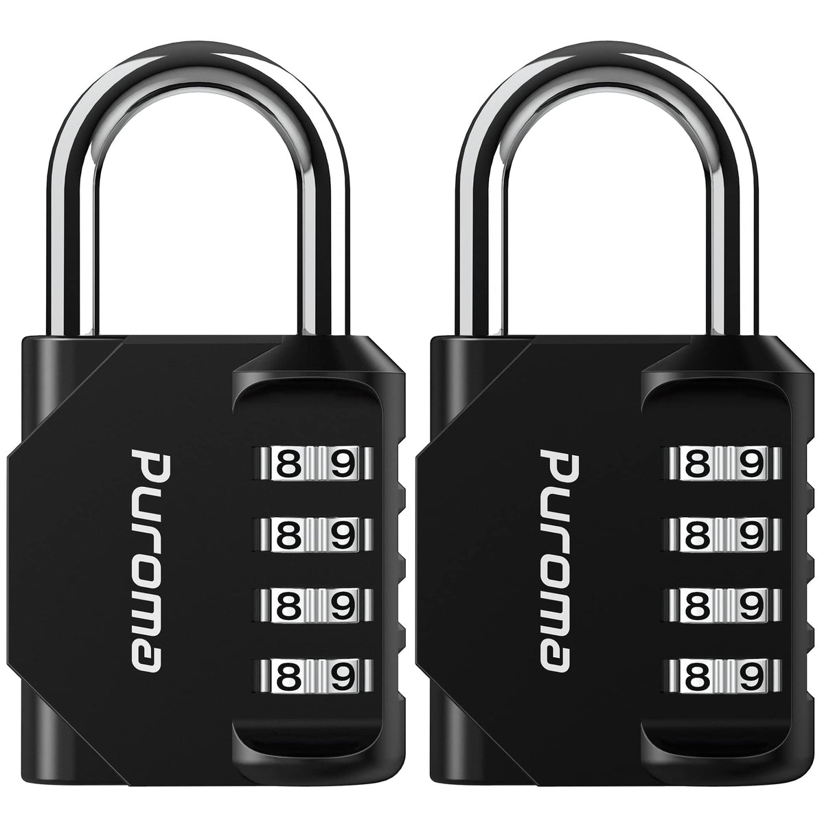 Puroma 2 Pack Combination Lock for Locker 4 Digit Outdoor Waterproof Padlock for School, Gym, Sports, Fence, Toolbox, Gate, Case, Outdoor, Hasp Storage (Black)