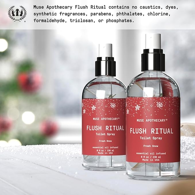 Muse Apothecary Flush Ritual - Aromatic & Refreshing Toilet Spray, Use Before You Go, 8 oz, Infused with Natural Essential Oils - Fresh Snow, Pack of 3