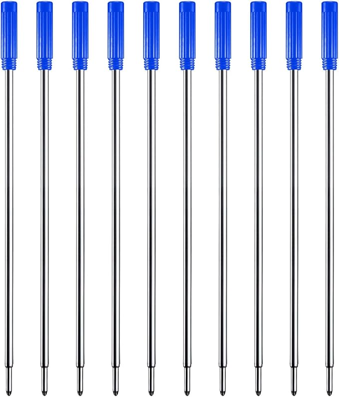 Blue Ink Refills (10pcs), Replaceable Pens Refills, 1mm Medium Tip - Blue