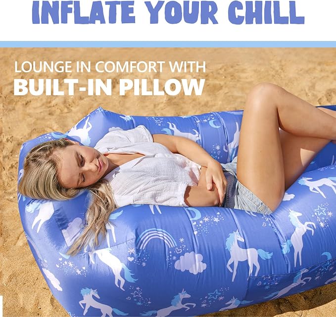 AlphaBeing Inflatable Lounger Beach Chair Accessories, Air Sofa Hammock Inflatable Couch for Camping Backyard Lakeside with Compression Sacks, Ideal Outdoor Gifts for Adults
