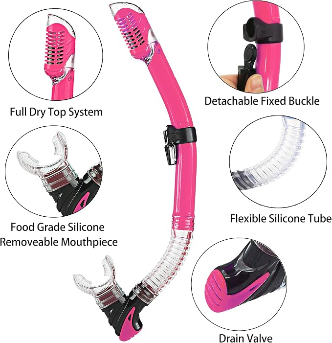 Snorkeling Gear for Adults with Fins Scuba Diving Gear Adult Professional Travel Snorkel Sets with Flippers,Anti-Fog Anti-Leak Diving Mask