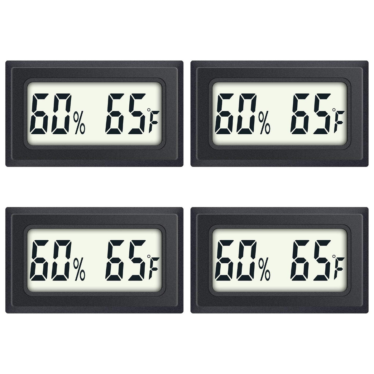 Reptile Thermometer 4-Pack Mini Digital Humidity Temperature Meters Gauge Indoor Hygrometer Thermometer AikTryee wiht ℉ for Humidors Greenhouse Garden Cellar Closet Guitar Case