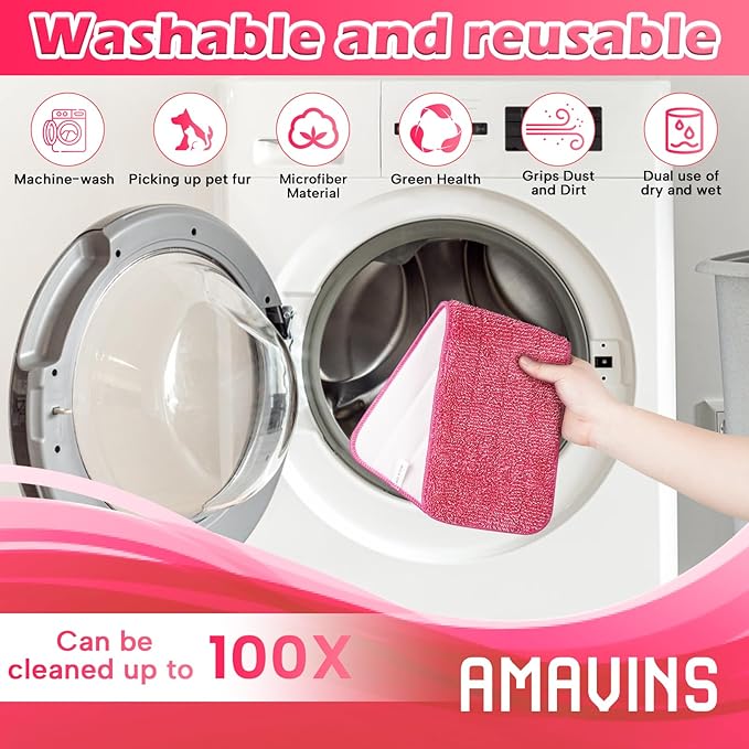 3 Pack Microfiber Cleaning Pads with All Bona Mop, Reusable Microfiber Mop Pads for 18 Inch Mop, Hardwood Floor Replacement Cleaning Mop Pads, Machine Washes