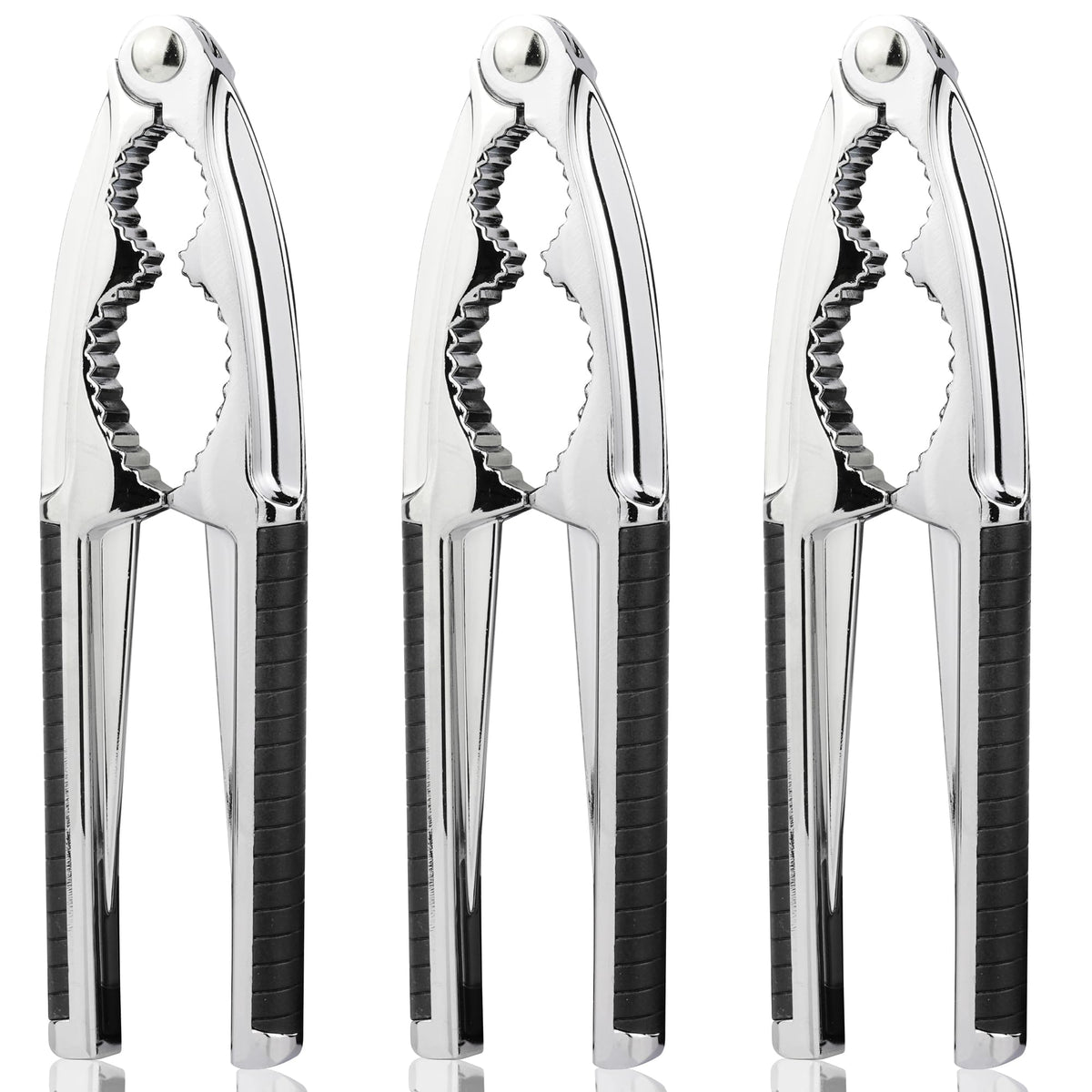 Bougraite Crab Crackers and Tools, 3 Pcs Crab Crackers with Non-slip Handle, Lobster Crackers and Tools, Seafood Tools Set, Nut Cracker Set, Home Restaurant Kitchen Tools, Black