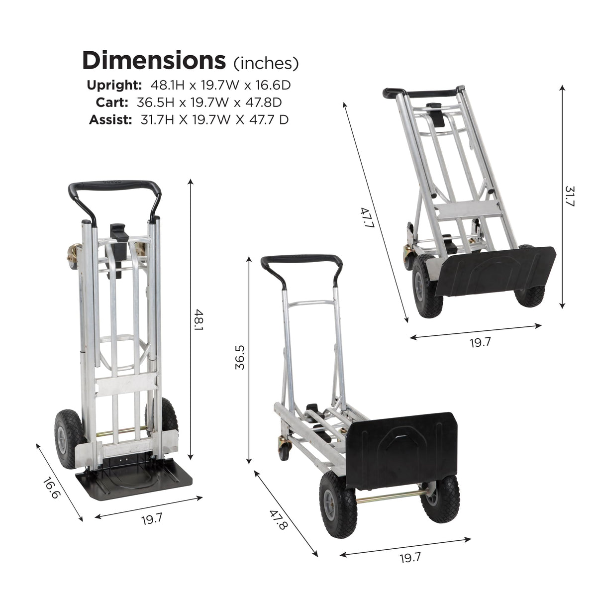COSCO 4-in-1 Folding Series Hand Truck with Flat-Free Wheels