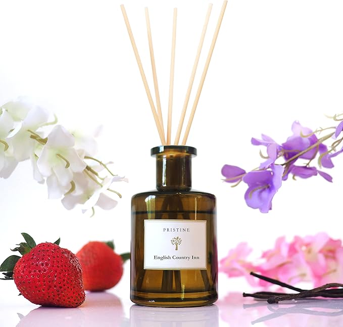 PRISTINE English Country Inn/Inspired by Ritz Carlton Reed Diffuser for Home | Fresh Blend of Strawberry, Vanilla, Musk Reed Diffuser Set, Oil & Reed Diffuser Sticks | Home & Office Decor | Fragrance