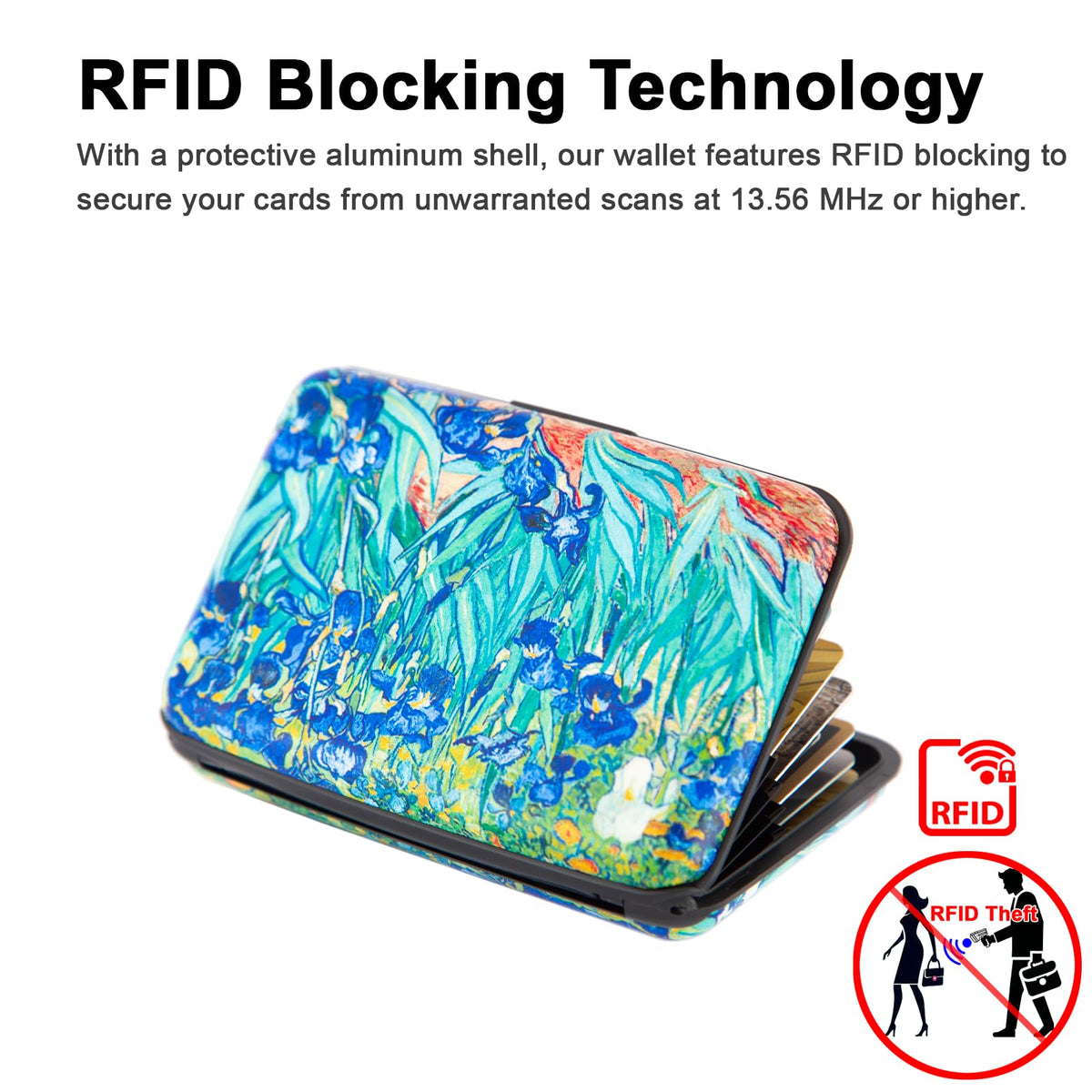 Kaabao Credit Card Holder Small RFID Blocking Wallet Business Metal Slim Mini Aluminum Hard Case for Women Men Gift (Lrises)