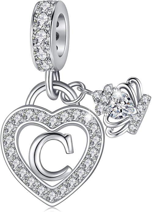 Letter Charms for Charms Bracelet: Silver Heart Alphabet Initial Dangle Charms Bead for Bracelets and Necklaces, Birthday Mother's Day Christmas Jewelry Gifts For Women