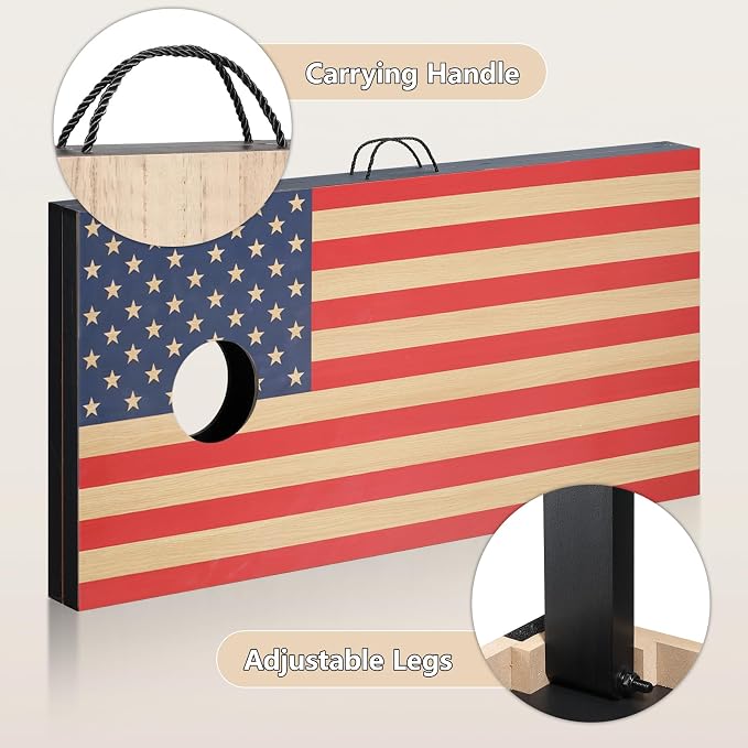 Cornhole Sets 4 x 2 ft / 3 x 2 ft with 8 Bean Bags Regulation Size, Corn Hole Games for Adults Outdoor Bean Bag Toss Game
