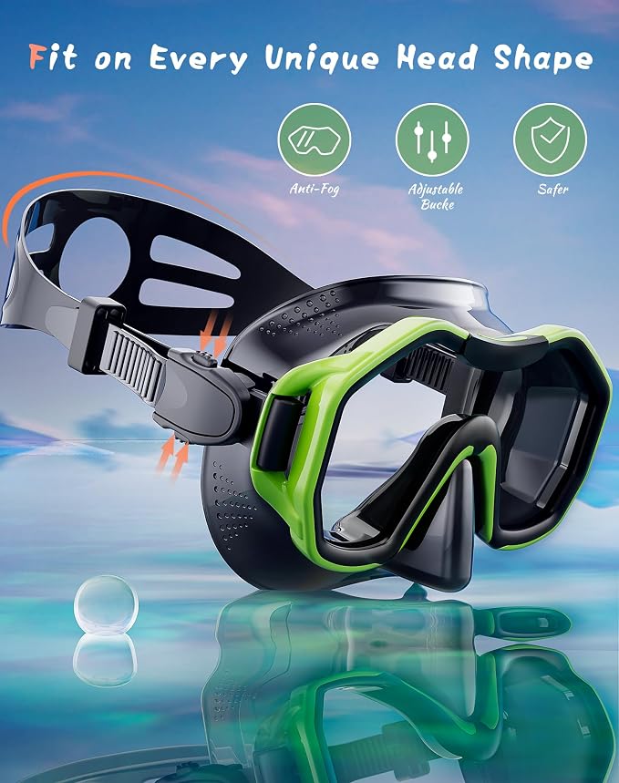 Snorkeling Gear for Adults Kids, Dry-Top Snorkel Set, 180°Panoramic Wide View Diving Mask Breathing Freely Snorkel Mask for Snorkeling Scuba Diving Swimming Travel