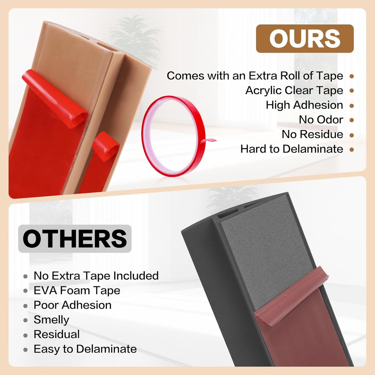 Floor Transition Strip Vinyl Door Threshold Ramp Self Adhesive Carpet Edging Strip Doorway Edge Trim, Overlap Edge Reducer for Laminate Carpet, Floor, Tile (Brown Wood Grain, 1/5" to 2/5", 3.3Ft)