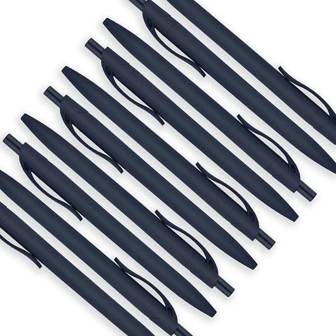 Deegtran 200 Pack No Bleed Blue Barrel Click Pens, Wholesale Retractable Ballpoint, Medium Point, Smooth Ink, 1.0MM Black Ink