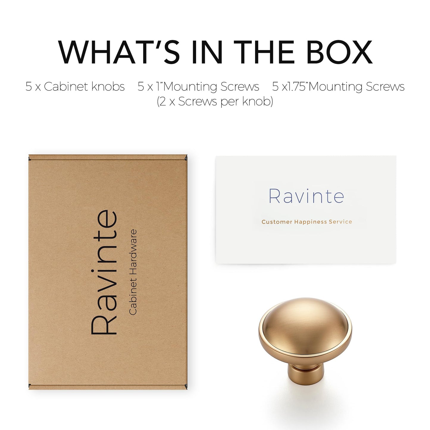 Ravinte 5 Pack 1-1/4 Inch Diameter Kitchen Cabinet Knobs Champagne Bronze Dresser Knobs Round Solid Cabinet Drawer Pulls for Kitchen Cupboard Hardware
