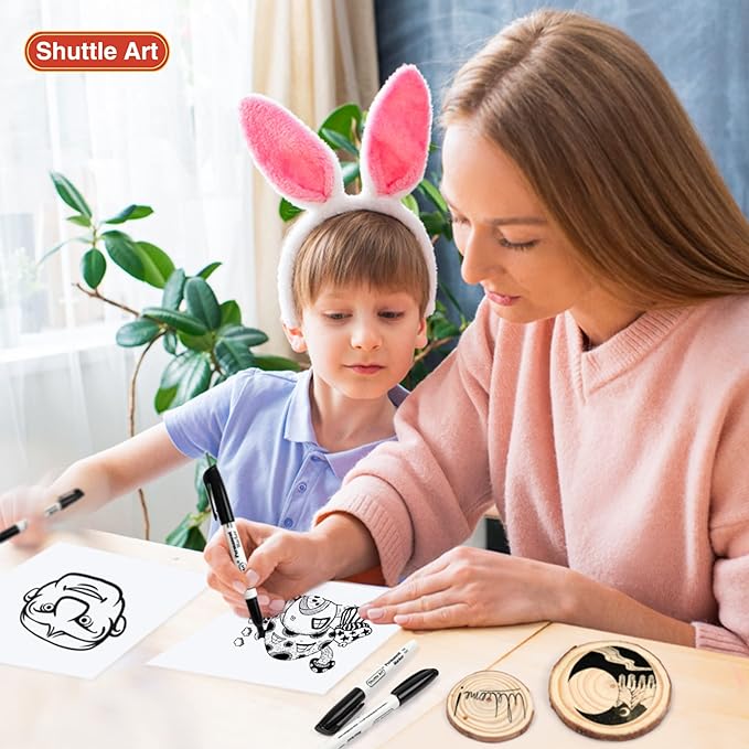Shuttle Art Permanent Markers, 30 Pack Black Permanent Marker set,Fine Point, Works on Plastic,Wood,Stone,Metal and Glass for Doodling, Marking