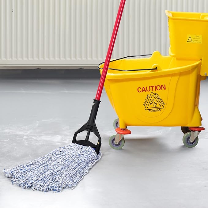 Matthew Cleaning Looped-Open Cotton Wet Mop 1.25'' Universal Headband Heavy Duty Commercial Mop Head Replacement for Indoor&Outdoor Use,Grease Stain Floor Cleaning String Mop Head Refills Pack of 24