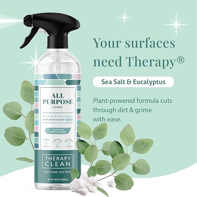 Therapy Clean All Purpose Cleaner Sea Salt & Eucalpytus 24 fl oz Pack of 1, Multipurpose Cleaner, 100% Natural Scent