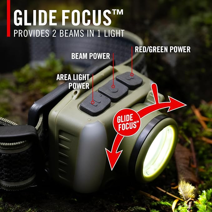 Coast FL97R Voice-Controlled 1200 Lumen Rechargeable LED Headlamp with Pure Beam Spot & Flood, ARC Lighting, Red & Green Color Modes, Glide Focus Radial Arm Dial and USB-C Charge Port, Ocean Blue