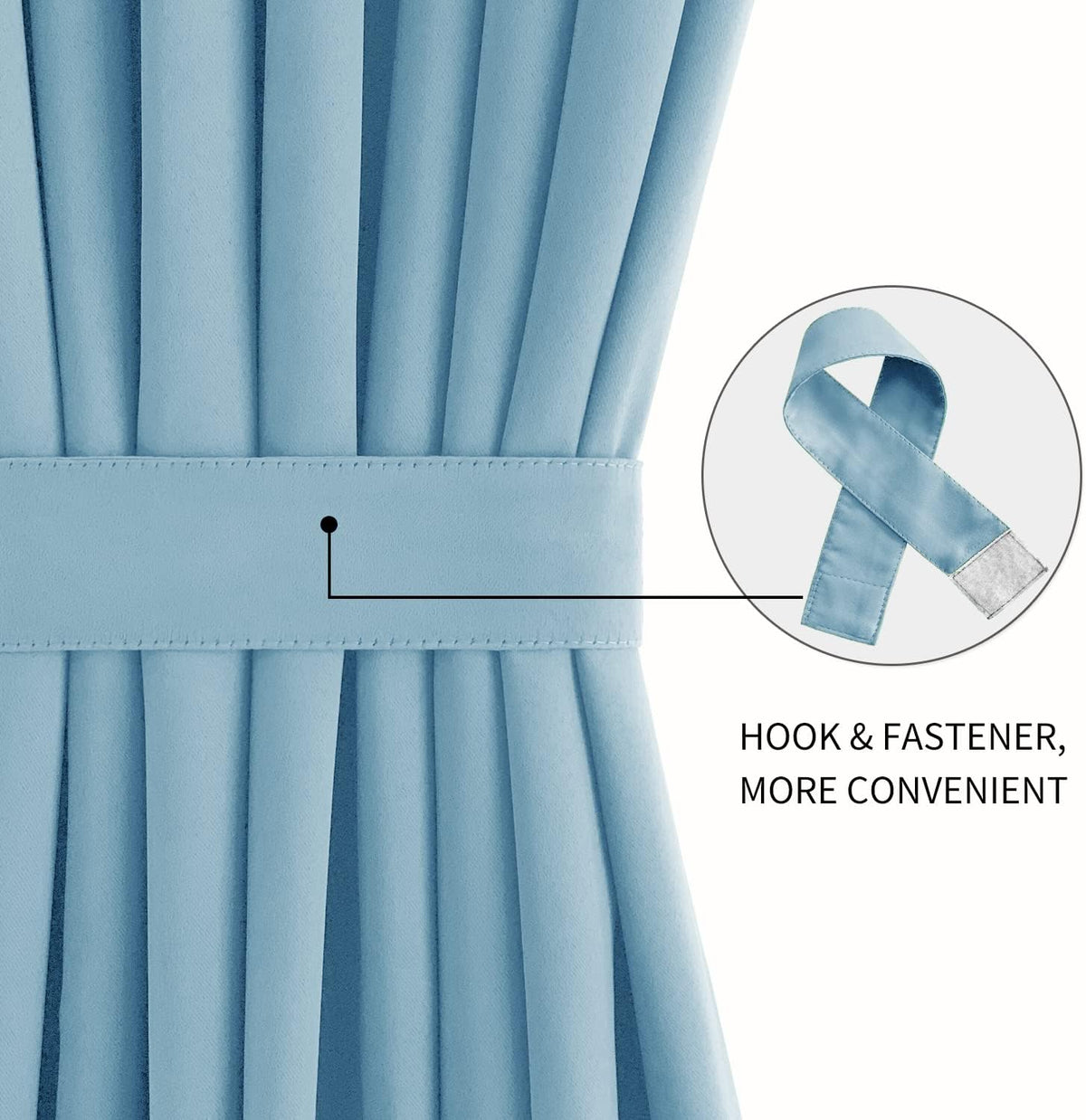 DWCN French Door Curtains – Rod Pocket Thermal Blackout Curtain for Doors with Glass Window, Kitchen and Patio Doors for Privacy, 25 X 72 Inches Long, 1 Curtain Panel with Tieback, Light Blue