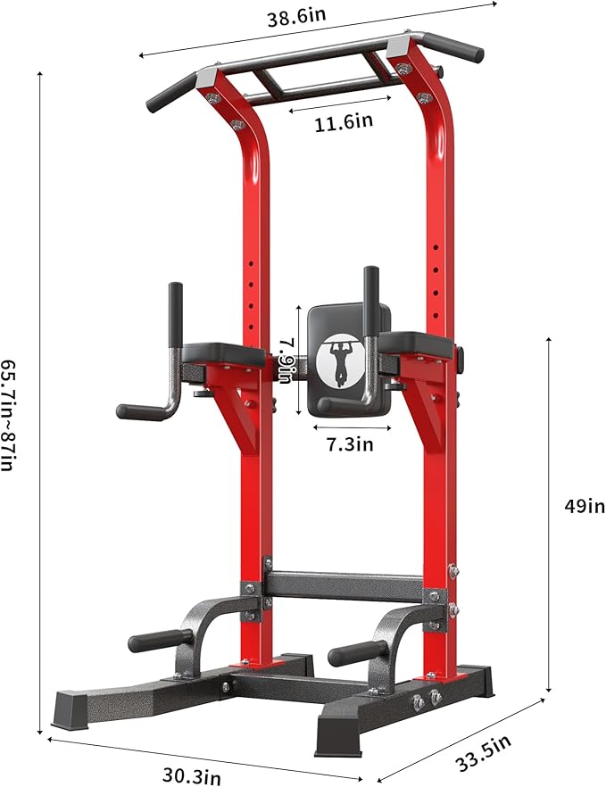 SogesHome Power Tower Pull Up Bar Dip Stand, 10 Adjustable Height Free Standing Assistive Trainer Dip Station, Multi-Function Strength Training Fitness Workout Station for Home Gym Fitness Equipment